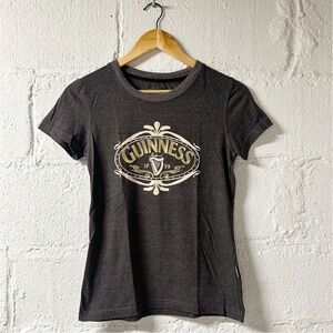 Guinness Women's Grey Graphic Tee Shirt With Logo Adorned w/ Rhinestones Sz S/M